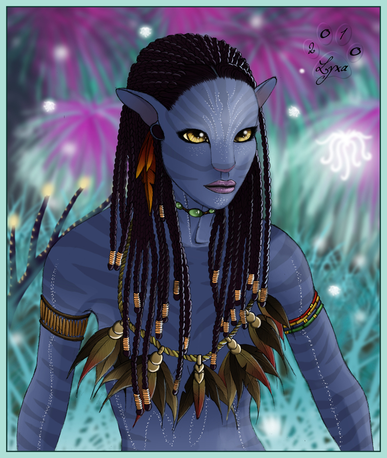 Dessin portrait de Neytiri dans le film Avatar
