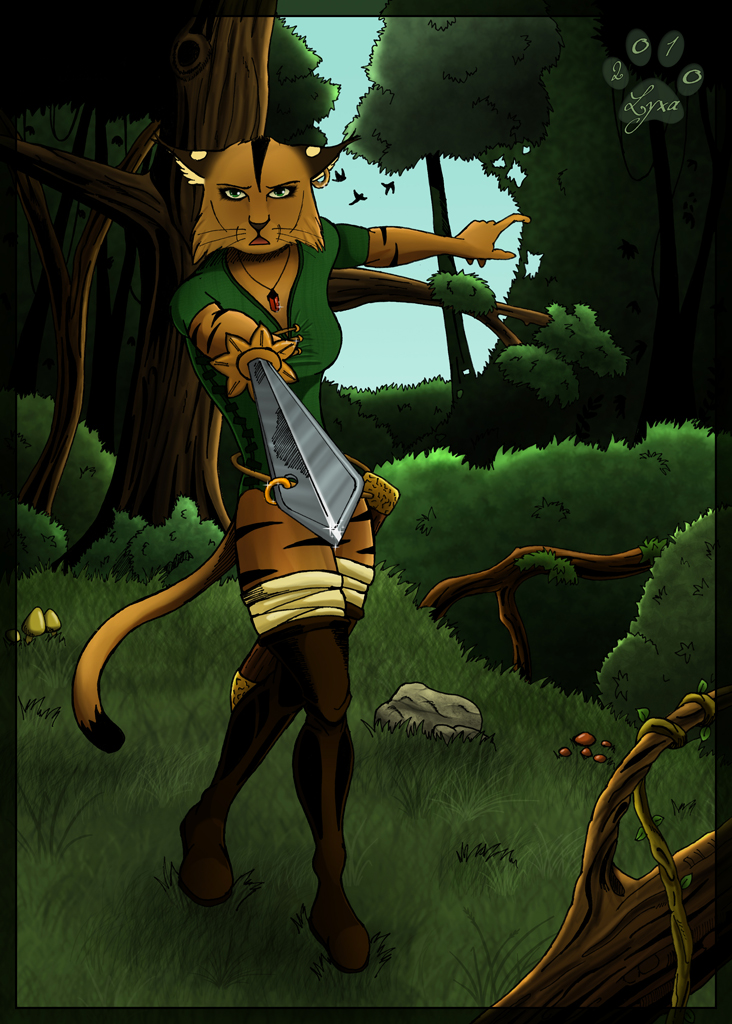 Lyxa sur ses gardes en forêt
