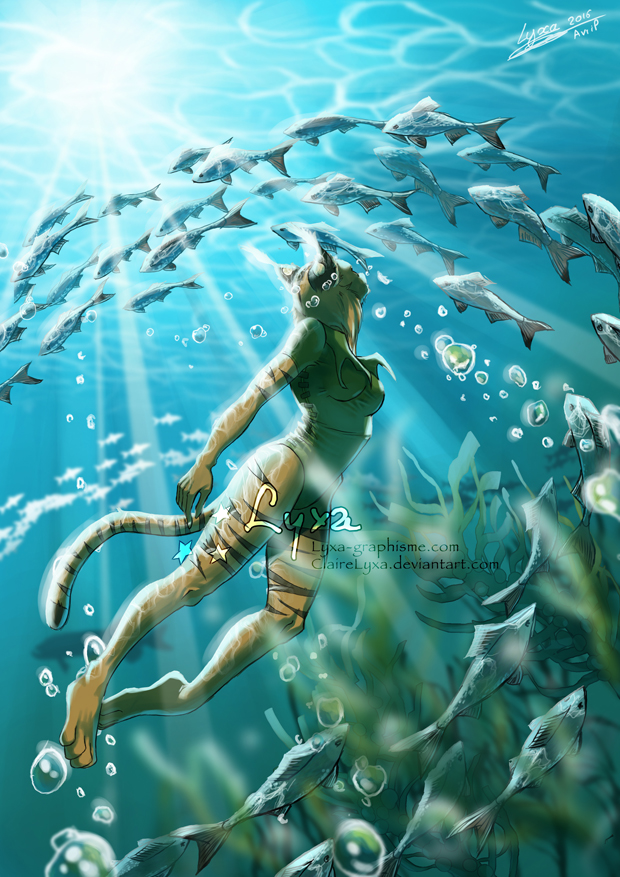 Lyxa sous l'eau
