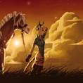 Lyxa_Marony_prairie_coucher_soleil_crepuscule_cheval_lynx_anthro