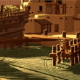 Medieval_port_Ontziratu_sunset_chamoix_caracal