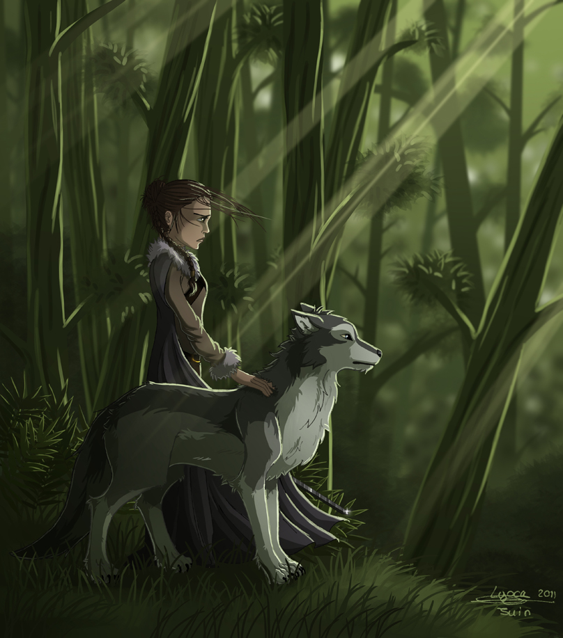 Arya Stark et sa louve Nymeria
