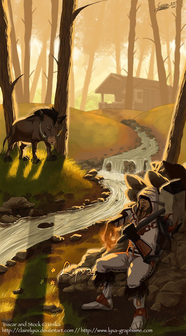 Un guerrier et son sanglier
