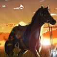 Veiika_Fantaisie_plaine_coucher_soleil_cheval